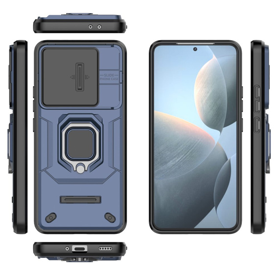 Husă pentru Xiaomi Poco F6 Pro, KickStand Camera Lens, albastru
