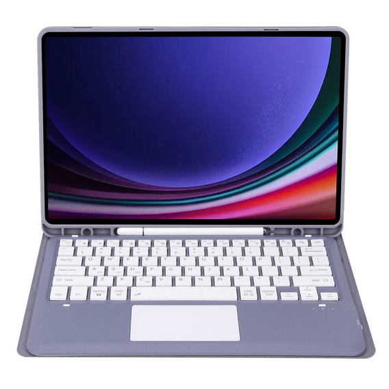 Carcasă + tastatură Samsung Galaxy Tab S9+, Leather Pen Slot TouchPad, violet
