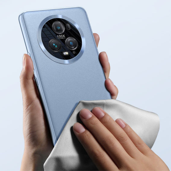 Husă din piele pentru Honor Magic 5 Pro, leather hybrid, albastru