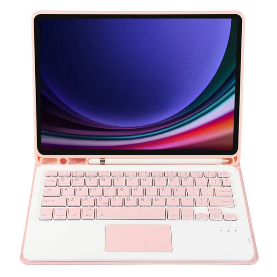 Carcasă + tastatură Samsung Galaxy Tab S9, Leather Pen Slot TouchPad, roz rose gold