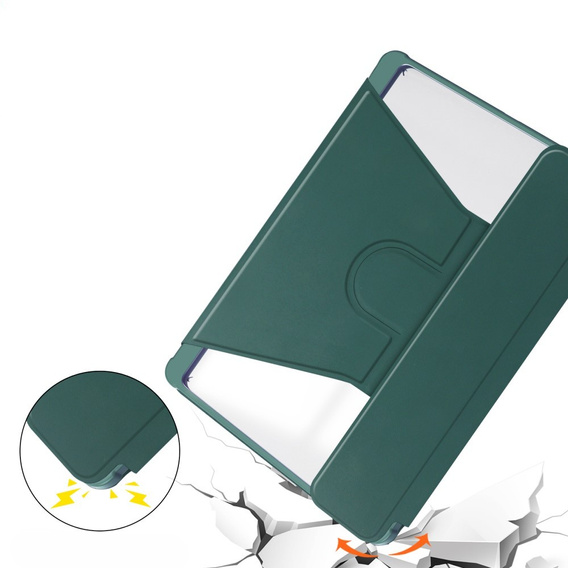 Husă pentru tastatură pentru Samsung Galaxy Tab A9+, Rotary 360° Leather, verde închis