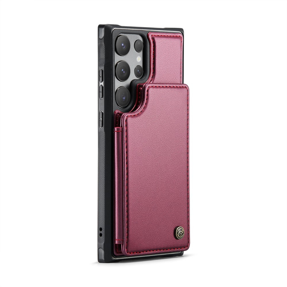 Husa cu clapetă CASEME pentru Samsung Galaxy S25 Ultra, Litchi Wallet, roșu
