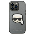 Karl Lagerfeld Huse pentru iPhone 14 Pro Max, Saffiano Karl's Head Patch, de argint