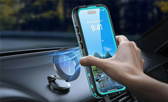 Husă pentru iPhone 17 Pro, impermeabilă IP68, SHELLBOX MagSafe, albastru