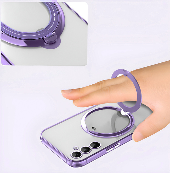 Carcasa magnetică pentru Samsung Galaxy A56, pentru MagSafe, violet + sticlă 9H
