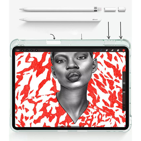 Husă pentru iPad 10.9 2022 10 GEN, Smartcase Hybrid, cu spațiu pentru stylus, verde