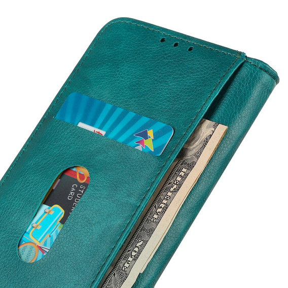 Huse pentru Motorola Edge 30 Neo, Wallet Litchi Leather, verde