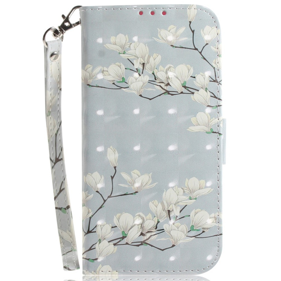 Cu clapetă pentru Infinix Hot 40i, Wallet, Magnolia Flowers gri