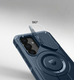 Husă blindată pentru Samsung Galaxy S25, Dexnor CamProtect MagSafe, albastru (Două rame)