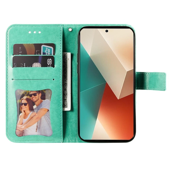 Cu clapetă pentru Xiaomi Redmi Note 13 5G, Mandala, verde