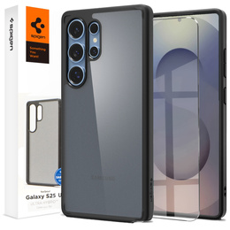 Carcasa Spigen pentru Samsung Galaxy S25 Ultra, Ultra Hybrid, negru / mat + sticlă temperată 9H