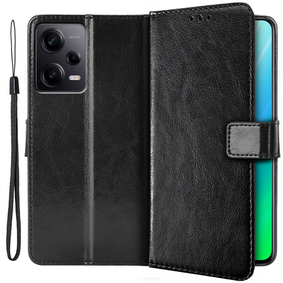 Cu clapetă pentru Xiaomi Redmi Note 12 Pro+ 5G, Crazy Horse Wallet, negru