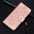Cu clapetă pentru Xiaomi Redmi Note 9s/ 9 Pro, Mandala Flower, roz rose gold