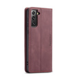 Husa CASEME pentru Samsung Galaxy S21 FE, Leather Wallet Case, roșu