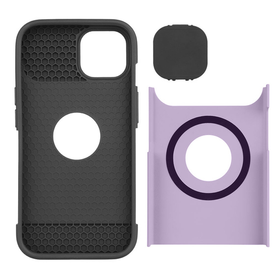 Husă ERBORD MagSafe Cam Slider, violet + sticlă pentru ecran pentru iPhone 13 / iPhone 14
