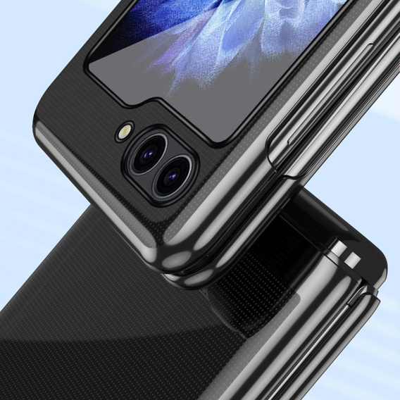 Husă pentru Samsung Galaxy Z Flip7 FE / Z Flip6, PC Case, transparent / negru