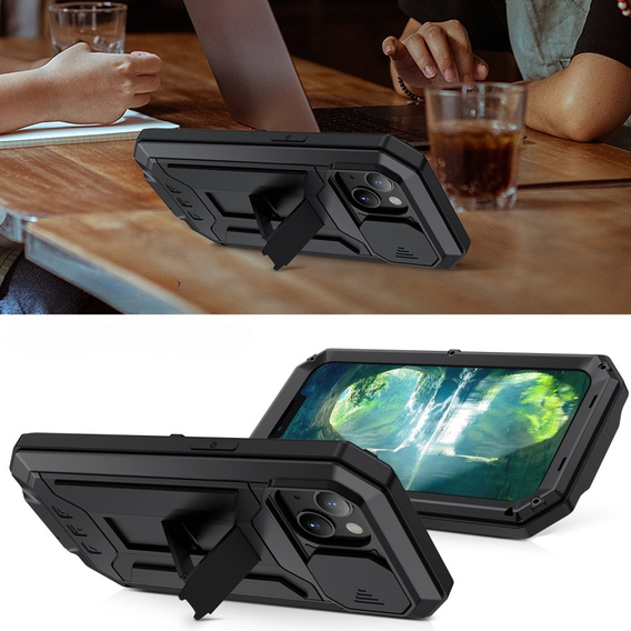 Husă pentru iPhone 13, R-JUST CamShield Slide, armată, negru