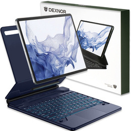 Husă tastatură pentru Samsung Galaxy Tab S10+/ S9+/ S8+/ S7+/ S7 FE, Dexnor Magnetic Keyboard Touchpad, albastru