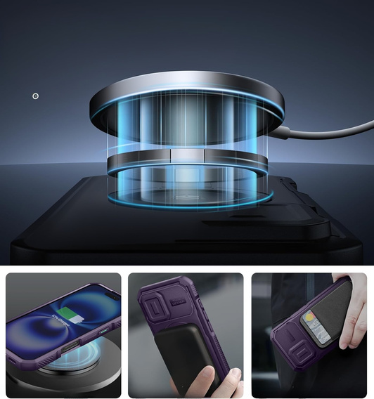 Carcasă blindată pentru iPhone 16, Dexnor CamProtect MagSafe, violet
