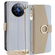 Carcasă flip pentru Realme 12 Pro 5G / 12 Pro+ 5G, Wallet Zipper Pocket, cu oglindă, albastru