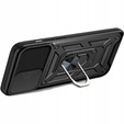Carcasă blindată pentru iPhone 16E, CamShield Slide, negru + sticlă călită 9H