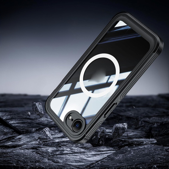 Husă pentru iPhone 16E, Shockproof, cu sticlă, pentru MagSafe, negru