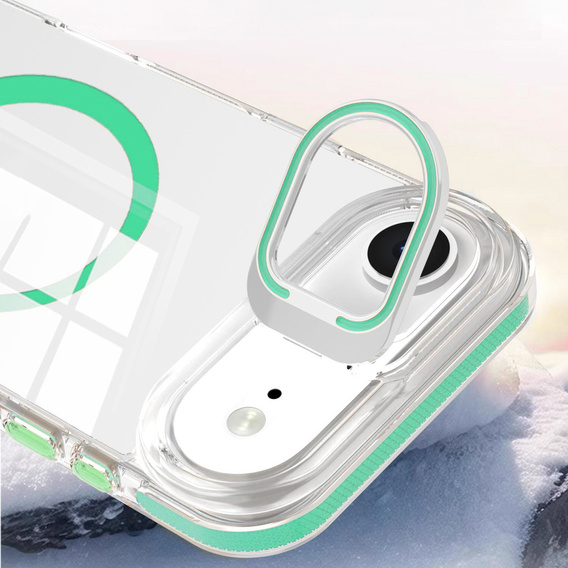 Husă pentru iPhone Air, pentru MagSafe, cu suport, transparentă cu inserții verzi