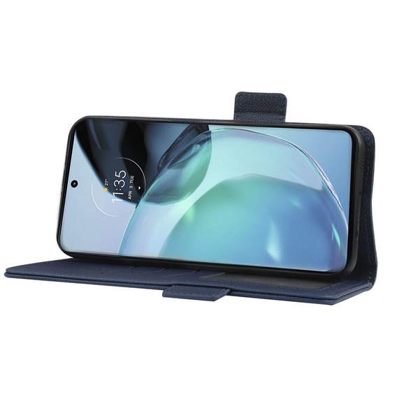 Cu clapetă pentru Motorola Moto G72, Wallet Thin Magnet, albastru închis