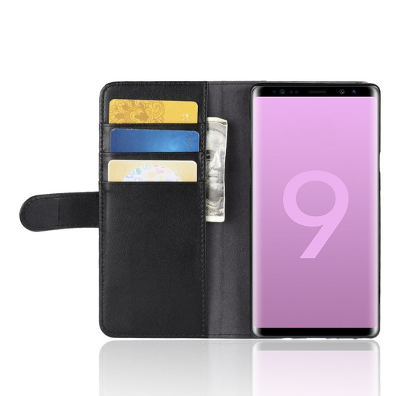 Cu clapetă pentru Samsung Galaxy Note 9, Leather Flexi Book, negru