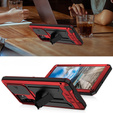 Husă blindată pentru Samsung Galaxy S22 Ultra, R-JUST CamShield Slide, roșu