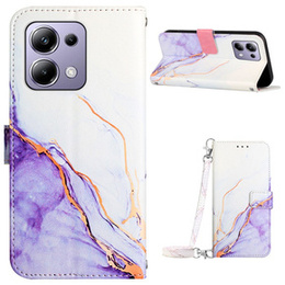 Cu clapetă pentru Xiaomi Redmi Note 13 Pro 4G / Xiaomi Redmi Note 14S / Xiaomi Poco M6 Pro 4G, Wallet, Marble violet