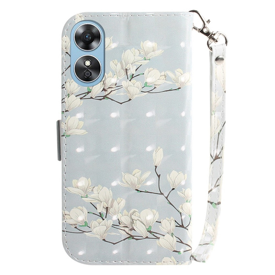 Cu clapetă pentru Oppo A17, Light Spots Decor, flowers magnolia, gri