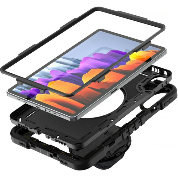 Husă blindată pentru Xiaomi Redmi Pad 2, cu suport și curea pentru umăr – negru