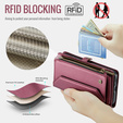 Husă CASEME pentru Samsung Galaxy S25 FE, RFID Leather Wallet, cu curea de umăr, roșu