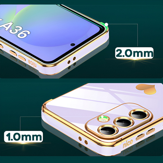Carcasa pentru Samsung Galaxy A36, Electro heart, violet + sticlă 9H