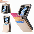 Carcasă pentru Samsung Galaxy Z Flip6 5G, Card Slot Ring Case, bej