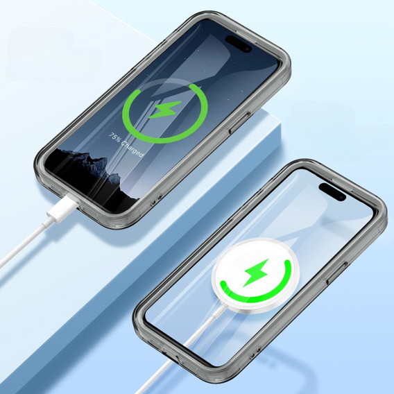 Carcasă pentru iPhone 16 Pro, Shockproof Hybrid, cu folie pentru ecran, pentru MagSafe, gri