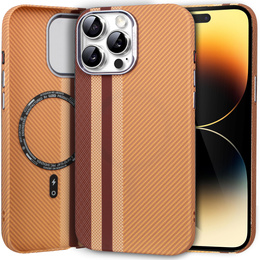 Carcasa pentru iPhone 14 Pro Max, Carbon Fiber MagSafe, galben