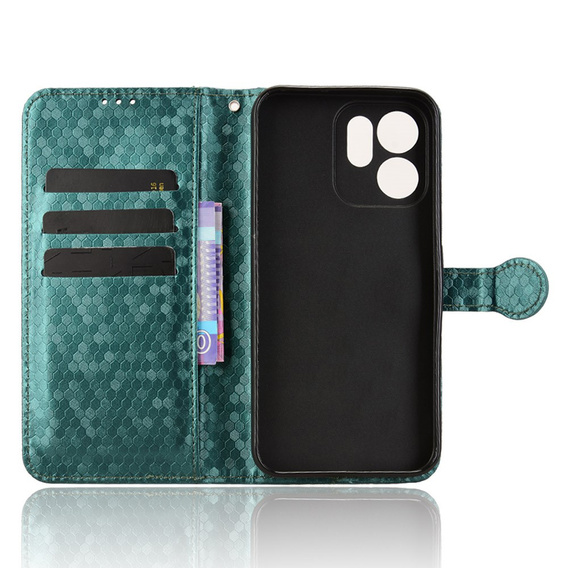 Husă cu clapetă pentru Oppo Reno 14F, Wallet Rhombus, verde