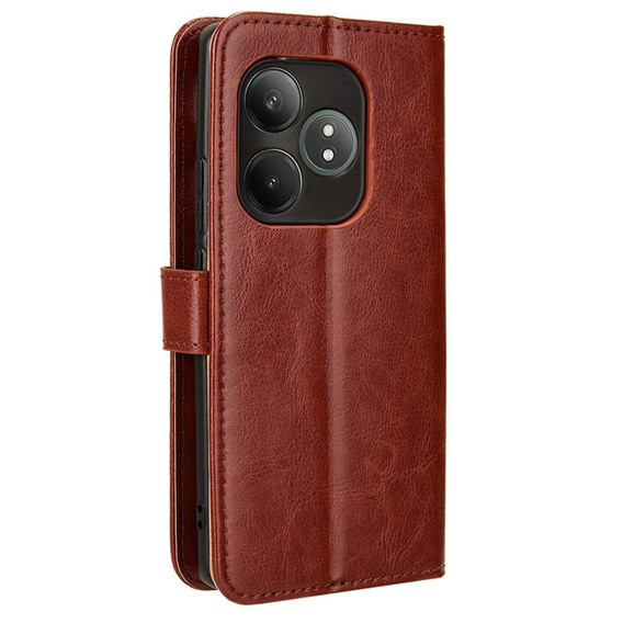 Cu clapetă pentru Realme GT 6 / 6T, Crazy Horse Wallet, maro