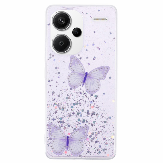 Husă pentru Xiaomi Redmi Note 13 Pro+, Glitter Butterfly, violet