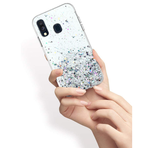Huse pentru Samsung Galaxy A40, Glittery, transparentă