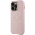 GUESS Huse pentru iPhone 14 Pro, Saffiano MagSafe, roz