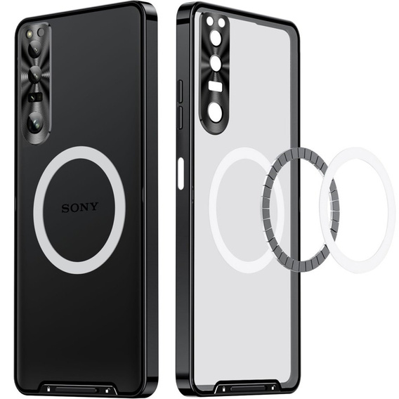 Carcasă de protecție pentru camera foto pentru Sony Xperia 1 V, CamShield MagSafe, transparent / negru