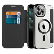 Cu clapetă pentru iPhone 11 Pro Max, RFID Wallet MagSafe CamShield, negru