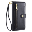 Cu clapetă pentru Samsung Galaxy A16, Wallet Zipper Pocket, negru
