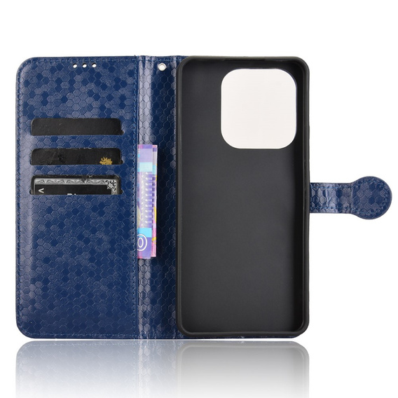 Husa cu clapetă pentru Xiaomi Redmi Note 14 4G, Wallet Rhombus, albastru