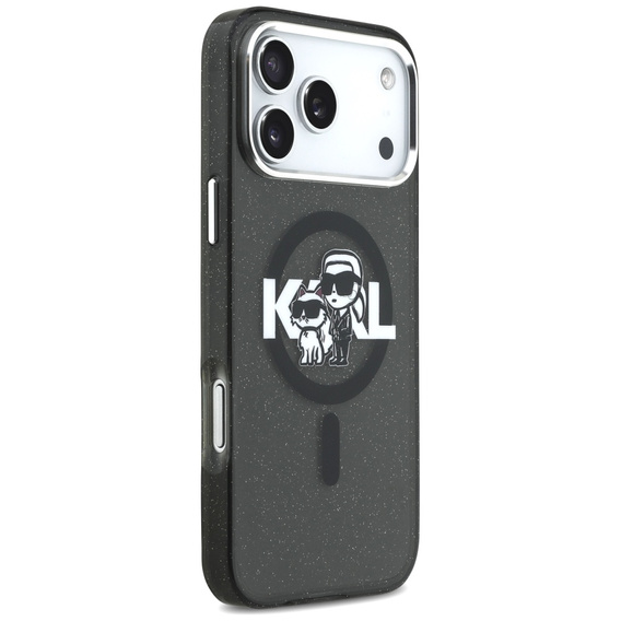 Husă MagSafe Karl Lagerfeld IML Glitter Karl & Choupette Sketch Logo pentru iPhone 17 Pro Max