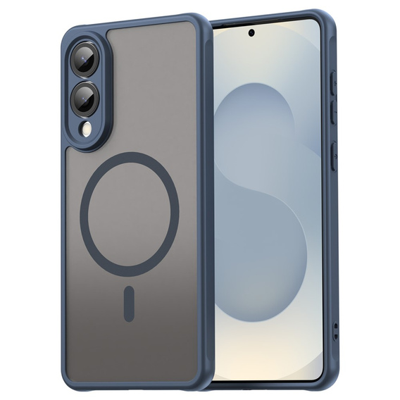 Husă pentru Samsung Galaxy S25 Edge, Kickstand Matt Case, pentru MagSafe, albastru + Sticlă ecran