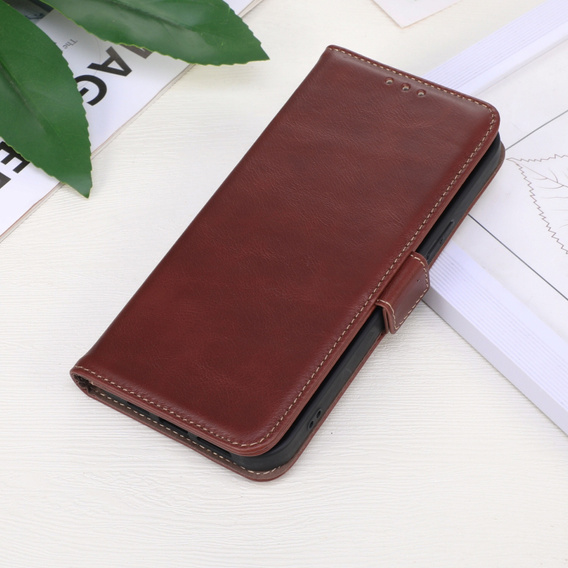 Cu clapetă pentru T Phone 3 5G, Crazy Horse Wallet, maro